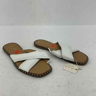 #ad NWT Mila Paoli White Slide Leather Sandals Womens Size 9.5 $31.00
