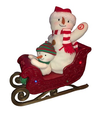 #ad Hallmark 2016 Jingle Pals Twinkling Sleigh Ride Techno Plush Snowman NWT $30.00