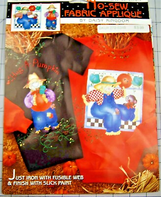 #ad NEW Daisy Kingdom quot;Strawman and Miss Kitty quot; No Sew Fabric Applique Fall Harvest $8.99