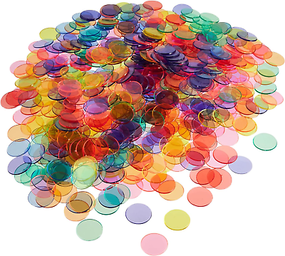 #ad Brybelly Bingo Chips for Bingo Games 1000 Count Mixed 3 4quot; Translucent Bin $18.49