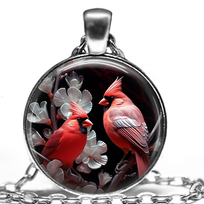 #ad Digital Airbrushing Art Red Cardinals Bird Lover Gift Pendant Necklace Memorial $14.95
