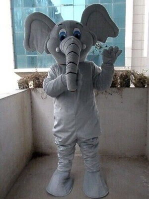#ad 2023 Elephant Adult Size Mascot Costume New Cartoon Fancy Dress Custom Size Gif $159.99