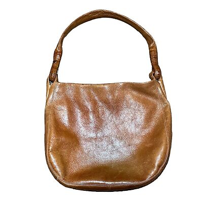#ad Brown Leather Shoulder Bag by Derek Alexander ZIPPER PURSE travel heavy duty $24.99
