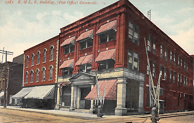 #ad B. amp; L. E. Building Post Office Greenville Pennsylvania 1914 RPO Postcard $56.99