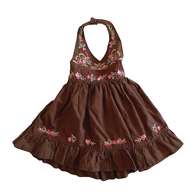#ad Blueberi Boulevard Girls Size 12 Months Dress Halter Floral Sundress Ruffle $6.49