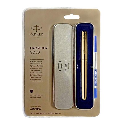 #ad Parker Frontier Gold Roller Ball Pen Roller ball Gold Trim Brand New in Box $22.95