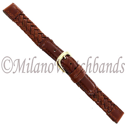 #ad 12mm Speidel V Braid Brown Genuine Leather Stitched Ladies Band Regular 407 420 $15.96