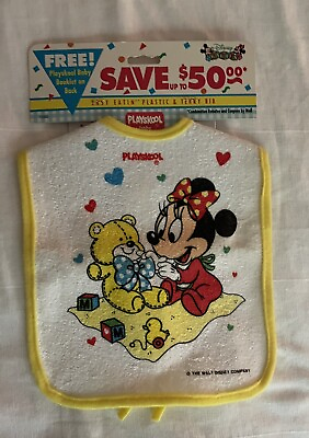 #ad Disney Babies Minnie Mouse Bib Playskool 1991 Vintage NOS $17.00