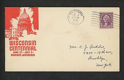 #ad US Postal History States Wisconsin Centennial 7 5 1936 Madison WI $14.99