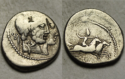 #ad Genuine ancient Roman silver coin denarius Anonymous Dioscuri Biga Money mark $146.25