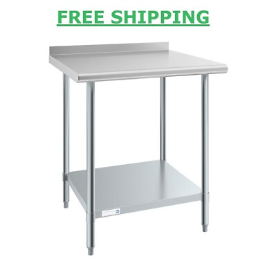 #ad NEW 30quot; x 30quot; Stainless Steel Work Prep Table Undershelf Restaurant Backsplash $145.70