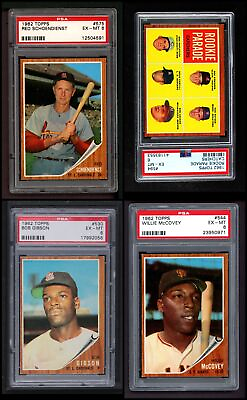 #ad 1962 Topps Baseball High Number Complete Set Cards #523 to #598 6 EX MT $5790.00