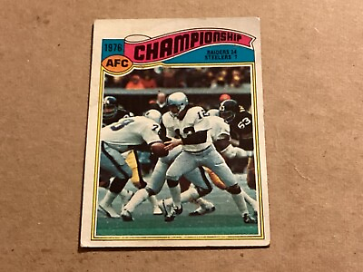 #ad 1977 Topps 1976 AFC Championship Football Card #526 EX NM Very Lite Corner W $2.99