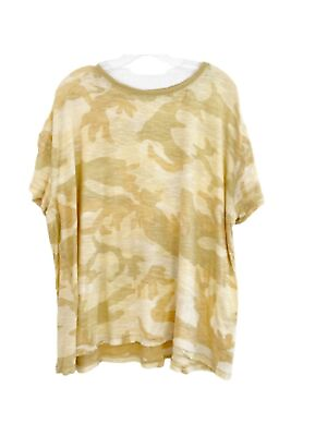 #ad WE THE FREE Womens Gold Printed Short Sleeve Scoop Neck Top Size: XL $11.99