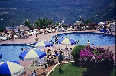 #ad Vintage Photo Slide 1985 Mexico Resort Pool Tourists $9.99