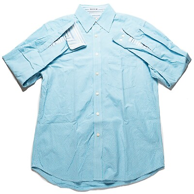 #ad Robert Graham Ramp;G Men#x27;s M Blue Mini Check Button Shirt LS Flip Cuff EUC $30.59