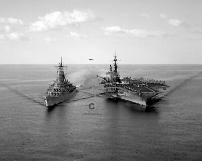 #ad USS IOWA BB 61 Battleship amp; USS Midway CV 41 Aircraft Carrier 1987 Photo 8x10 $7.99