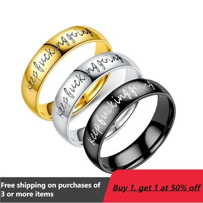 #ad Stainless Steel Ring Engraved Keep F*cking Going Couple Ring Friends Band Gifts $3.49