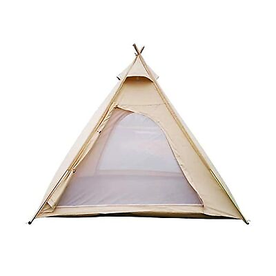 #ad Outdoor 100% Cotton Canvas Waterproof Pyramid Shaped Camping Tent Beige 2.1... $231.21