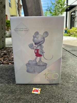 #ad NEW Mickey Mouse Disney100 Figurine Figure Platinum Deluxe Limited Gem Studded $299.99