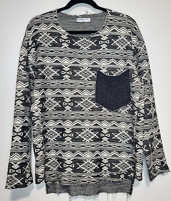 #ad GIANNI LUPO Designer Aztec Southwest Jumper Sweatshirt Sweater Raw Hem Men#x27;s M $49.99
