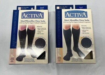 #ad Activa 20 30 mm Hg Men#x27;s Microfiber Compression Dress Socks Small CHOOSE COLOR $26.00