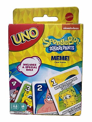 #ad NEW UNO Nickelodeon SpongeBob Squarepants MEME Card Game $14.99