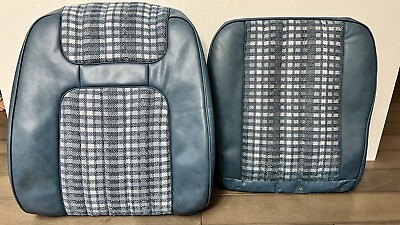 #ad 1980 86 Ford Bronco OEM Low Back Bucket Seat Front Upholstery Cover Blue $169.00