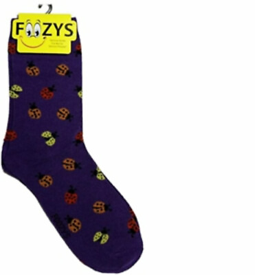 #ad Foozys Ladybug Purple Women#x27;s Crew Socks Size 4 through 10 $8.17