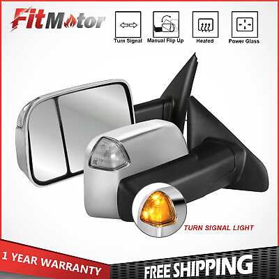#ad Chrome Power Heated Tow Mirrors For 02 09 Dodge Ram 1500 2500 3500 LeftRight $125.79
