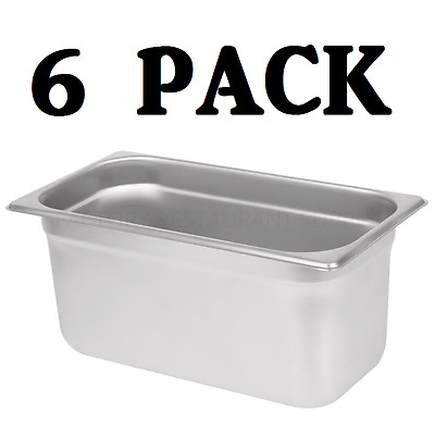 #ad 6 PACK 1 3 Size Stainless Steel Steam Prep Table Commercial Food Pan 6quot; Deep $109.00