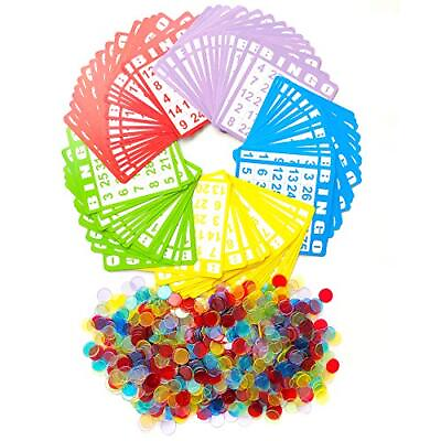 #ad YH Poker Yuanhe Bingo Game Set with 100 Bingo Cards and 1000 Colorful Transparen $18.99