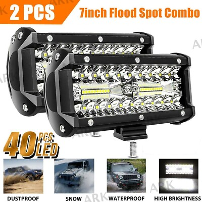 #ad 2x 7Inch 20000W LED Work Light Bar Flood Spot Pods Offroad Fog Driving ATV Truck $17.99