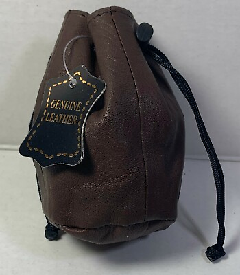 #ad NEW Quality Soft Leather Drawstring Wrist Pouch with spring locks Coin Purse $8.40