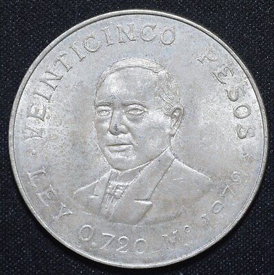 #ad 1972 Mexico 25 Pesos Benito Juarez Silver UNC KM#480 Lot 1557 AU $49.00