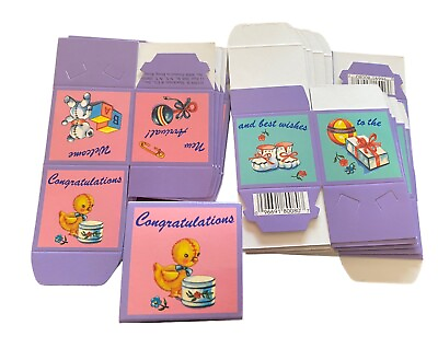 #ad Vintage Baby Shower Gift Favor Box Gender Reveal 2 x 2 Set of 12 By Shackman $17.59