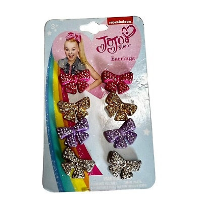 #ad NICKELODEON JoJo Siwa Earrings Pink Gold Purple and Silver Color $9.99