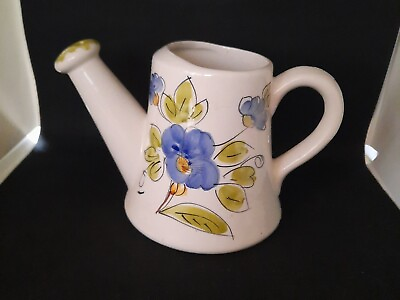 #ad Vintage Blue Floral Porcelain Watering Can Made in Italy Hand Painted TCAP $14.99