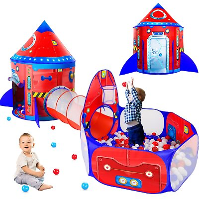 #ad 3pc Kids Play Tent for Girls with Ball Pit Crawl Tunnel Princess Tents for ... $72.19