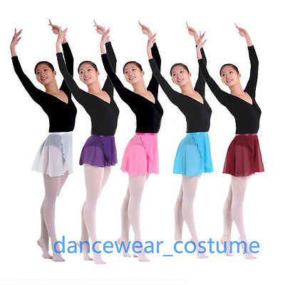 #ad New Adult Ladies Kids Chiffon Ballet Wrap over Scarf Dance Leotard Skirt 8colors $11.99