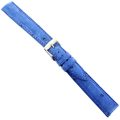 #ad 14mm Milano Blue Ostrich Matte Padded Stitched Made In France Ladies Band Reg $33.96
