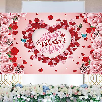 #ad Happy Valentine#x27;s Day Backdrop Banner Valentines Day Decor Heart Background $13.42
