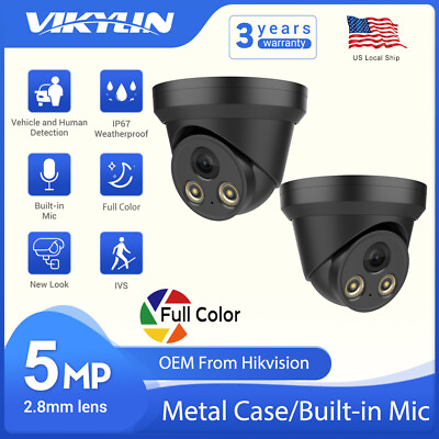 #ad Hikvision Compatible 5MP ColorVu Mic IP Camera PoE Outdoor Black CCTV Waterproof $56.90