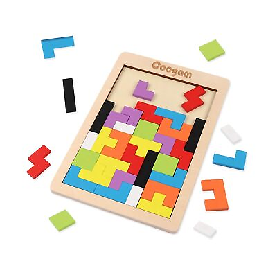 #ad Coogam Wooden Blocks Puzzle Brain Teasers Toy Tangram Jigsaw Intelligence Col... $17.99