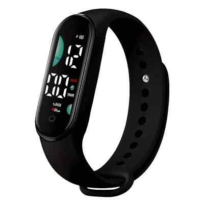 #ad New 1pc LED Electronic Watch Outdoor Touch Screen Silicone Digital Sports Black $12.00