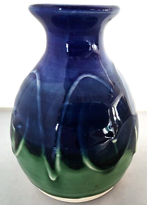 #ad Castle Arch Pottery Vase Green and Blue Hand Made in Ireland Signed with Sticker $25.00