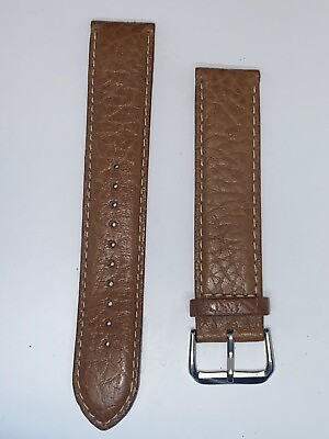 #ad 20mm Pulsar Z Mens Brown Leather Watch Band Strap Silver Buckle Side Stiching $36.50
