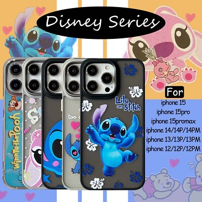 #ad For iPhone 15 14 13 Disney Series Cartoon Stitch Winnie the Pooh Pattern Cases $11.69