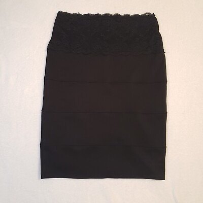 #ad Slimfabulous Ladies Black Polyester Mid Length Pull On Pencil Skirt Size Medium $11.40