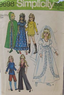 #ad Vintage 70s Simplicity 9698 Doll Clothes Pattern 17½quot; Crissy Brandi Mia Fashion $7.79